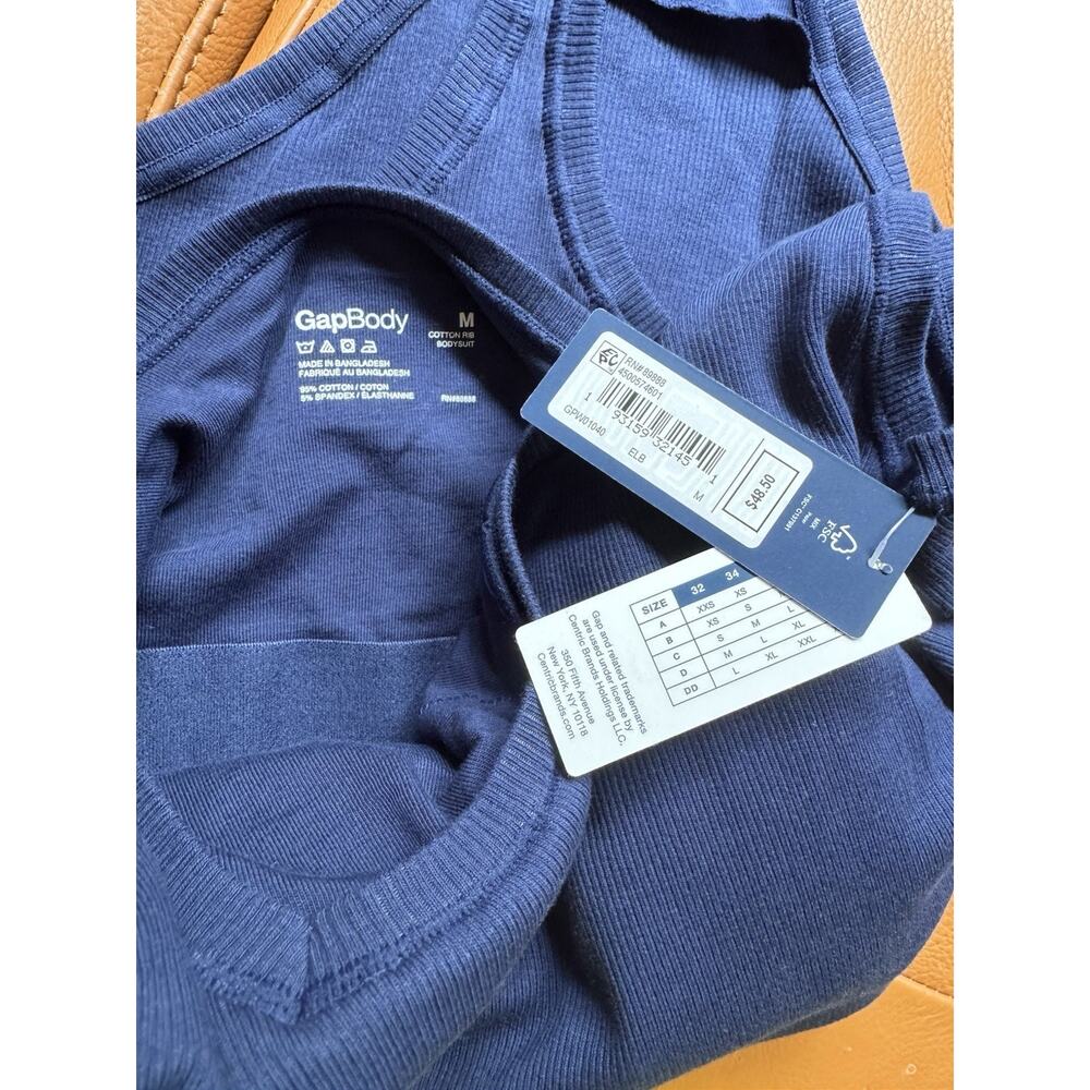 NWT Gap Body Navy Blue Ribbed Thong One Piece Bodysuit Women’s Size Medium - Picture 7 of 7